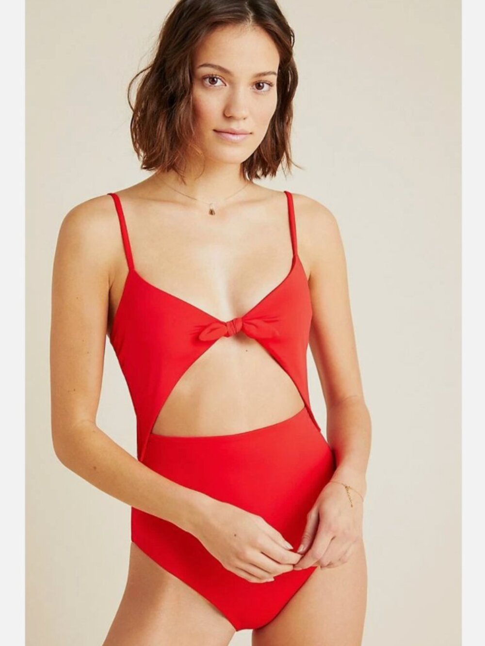 Mara Hoffman Kia Cutout One Piece Swimsuit Red - L